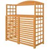 Outsunny Outdoor Air Conditioner Fence Privacy Screen, Wood AC Fence Potting Table with Shelves for Patio, Light Brown