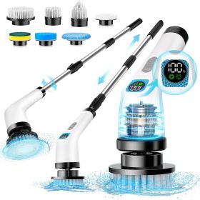 Electric Spin Scrubber for Cleaning - Bathroom Floor Shower Scrubber with Long Handle Cordless Handheld Power Spin Brush