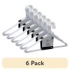 (6 pack) Drip Dry Wire Clothing Hangers, 10 Pack, Adult, White, Plastic Coated