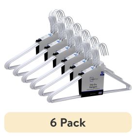 (6 pack) Drip Dry Wire Clothing Hangers, 10 Pack, Adult, White, Plastic Coated