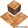 27pcs Deck Tiles - 11.8"x11.8" Interlocking Natural Solid Acacia Wood for Outdoor & Indoor, Patio Garden, Balcony, Poolside - Natural Color