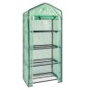 69x49x160cm Black Iron Pipe Pointed Mini Flower Stand With 4 Layers Of Grid; With Zipper Rolling Door; PE Cloth Green House