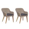 Patio Chairs with Cushions 2 pcs Poly Rattan Brown