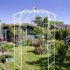 Metal Garden Arch Iron Garden Arbors Gazebo Dia 81.3'' x 114.2'' High Birdcage Shape Pergola Pavilion for Wedding Ceremony Cream White