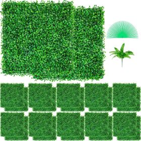 VEVOR Artificial Boxwood Panel UV 24pcs Boxwood Hedge Wall Panels Artificial Grass Backdrop Wall 10" X 10" 4 cm Green Grass Wall