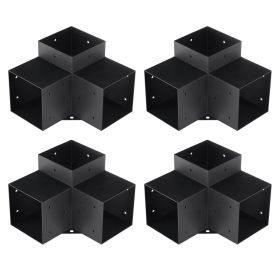 VEVOR Pergola Bracket Kit 6''x6'', 4pcs 3-Way Heavy Duty Corner Bracket Woodworks DIY Post Base Kit, Easy Installation Wooden Beams for Gazebos