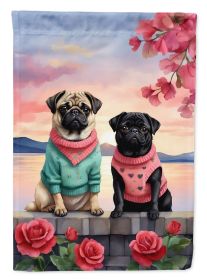 Pug Two Hearts Garden Flag Mailbox Flag Decorative Yard Flag Banner Outside Patio Artwork Yard Flower Beds, Garden Size, Multicolor