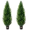 VEVOR 2 Pack 4' Artificial Cedar Topiary Tree Faux Plant UV Decor In/Outdoor