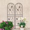 2 Pack Metal Garden Trellis 71" x 19.7" Rustproof Trellis for Climbing Plants Outdoor Flower Support Dragonfly Deco Black