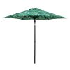 Outdoor 7.5 Foot Palm Print Round Push-up and Tilt Market Patio Umbrella