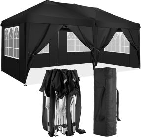 10'x20' Folding Canopy with 6 Removable Sidewalls Outdoor Event Shelter UPF 50+ Gazebo Portable Tents for Parties Beach Camping Wedding EZ Pop Up Cano