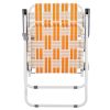 Set of 2 Webbed Folding Beach Chairs, Outdoor Patio Lawn Foldable Chairs for Camping Fishing Yard Poolside BBQ, Orange & White