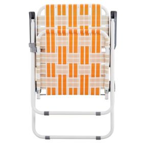 Set of 2 Webbed Folding Beach Chairs, Outdoor Patio Lawn Foldable Chairs for Camping Fishing Yard Poolside BBQ, Orange & White