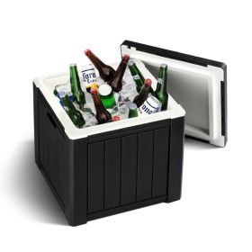 10 Gallon Cooler Side Table, Portable Ice Chest with Built-in Handle, Multifunctional Ice Cooler Outdoor Cocktail Side Table for Camping, Picnic