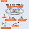 VEVOR Round Drop-in Fire Pit Pan 12 inch, Stainless Steel Fire Pit Burner Kit, Natural & Propane Gas Fire Pan with 92