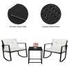 Free shipping 3 Pieces Patio Set Outdoor Wicker Patio Furniture Sets Modern Bistro Set Rattan Chair Conversation Sets with Coffee Table for Yard and B