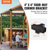 VEVOR Pergola Bracket Kit 4''x4'', 2pcs 4-Way Heavy Duty Corner Bracket Woodworks DIY Post Base Kit, Easy Installation Wooden Beams for Gazebos