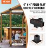 VEVOR Pergola Bracket Kit 4''x4'', 4pcs 4-Way Heavy Duty Corner Bracket Woodworks DIY Post Base Kit, Easy Installation Wooden Beams for Gazebos