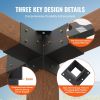 VEVOR Pergola Bracket Kit 4''x4'', 4pcs 4-Way Heavy Duty Corner Bracket Woodworks DIY Post Base Kit, Easy Installation Wooden Beams for Gazebos