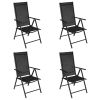 Folding Patio Chairs 4 pcs Aluminum and Textilene Black