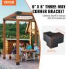 VEVOR Pergola Bracket Kit 6''x6'', 4pcs 3-Way Heavy Duty Corner Bracket Woodworks DIY Post Base Kit, Easy Installation Wooden Beams for Gazebos