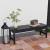 Outsunny 47" Outdoor Bench Seat, HDPE All-Weather Garden Bench, Backless Slatted Patio Bench for Yard, Porch, Park, Black