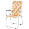 Set of 2 Webbed Folding Beach Chairs, Outdoor Patio Lawn Foldable Chairs for Camping Fishing Yard Poolside BBQ, Orange & White
