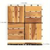 27pcs Deck Tiles - 11.8"x11.8" Interlocking Natural Solid Acacia Wood for Outdoor & Indoor, Patio Garden, Balcony, Poolside - Natural Color