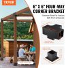 VEVOR Pergola Bracket Kit 6''x6'', 4pcs 4-Way Heavy Duty Corner Bracket Woodworks DIY Post Base Kit, Easy Installation Wooden Beams for Gazebos