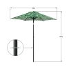 Outdoor 7.5 Foot Palm Print Round Push-up and Tilt Market Patio Umbrella