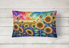 Flowers in Color Throw Pillow Throw Pillow for Indoor Couch Bed Outdoor Patio Washable, Sunflowers,12Hx16W