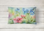 State Watercolor Flowers Throw Pillow Throw Pillow for Indoor Couch Bed Outdoor Patio Washable, Alaska Forget-me-nots in Watercolor,12Hx16W
