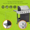 Propane Grill 4 Burner Barbecue Grill Stainless Steel Gas Grill with Side Burner and Thermometer for Outdoor BBQ, Camping