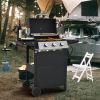 Propane Gas Grill 3 Burner Barbecue Grill, Stainless Steel 26,000 BTU Patio Garden Barbecue Grill with Two Shelves, Lid, Wheels and Bottle Opener