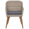 Patio Chairs with Cushions 2 pcs Poly Rattan Brown