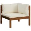 7 Piece Patio Lounge Set with Cream Cushion Solid Acacia Wood
