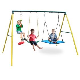 Indoor Outdoor Metal Swing Set With Safety Belt For (Option: Multicolor)