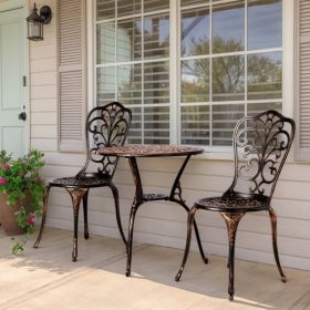 2pcs Single Chairs And 1pc Round Table Butterfly Shaped Antique Bronze Casting Set (Option: Bronze)