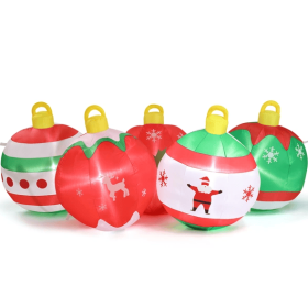 6.9 FT Lighted Christmas Inflatable Decoration, Inflatable Five Christmas Balls, Funny Blow Up Yard Decorations With Built-in LED Lights For Holi (Option: As picture)