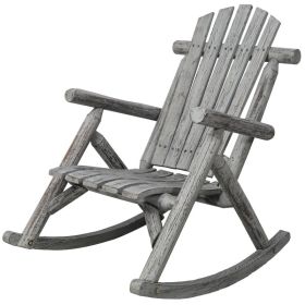 Wooden Porch Rocking Chair, Durable Wooden Porch Rocking Chair, Cedar Rocking Chair, Banned Platform Temu (Color: Grey)