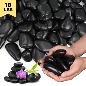 18 lbs/8kg black/white pebbles for landscaping, 1.8-2.6 inch river stones for aquariums (Color: Black-18LBS/8KG)