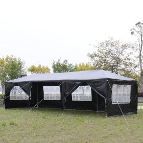 1 Set of 10'x30' Party Tent Canopy for Outdoor Weddings, Heavy-Duty Waterproof Event Shelter with Removable Sidewalls, Ideal for Parties, Booths (Color: Black)