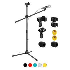 5 Core Tripod Mic Stand Floor Adjustable 31 to 76 Inches Boom Arm Holder Microphone Stands 360 Degree Rotating + Dual Mic - MS DBL (SKU: MS DBL)