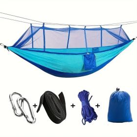 Camping Hammock with Net with 440 lb Capacity - Lightweight Camping Hammock Chair - Double or Single Size with Tree Strap and Included Carry Bag - Sui (Color: Blue)