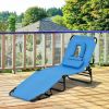 Outdoor Folding Chaise Lounger with Hand Rope and Detachable Pillow