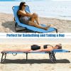 Outdoor Folding Chaise Lounger with Hand Rope and Detachable Pillow